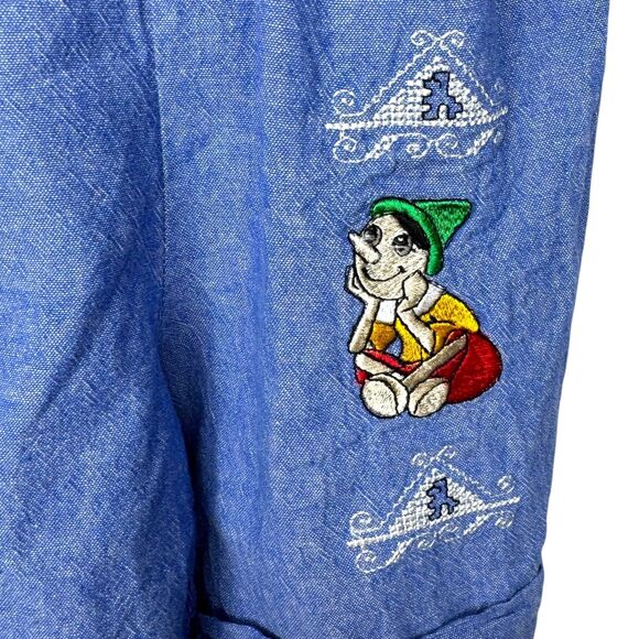 Artigianato Ricami Unisex Faux denim embroidered shorts overalls Size 2 - Picture 10 of 14